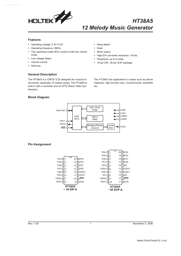 HT38A5 Datasheet Preview