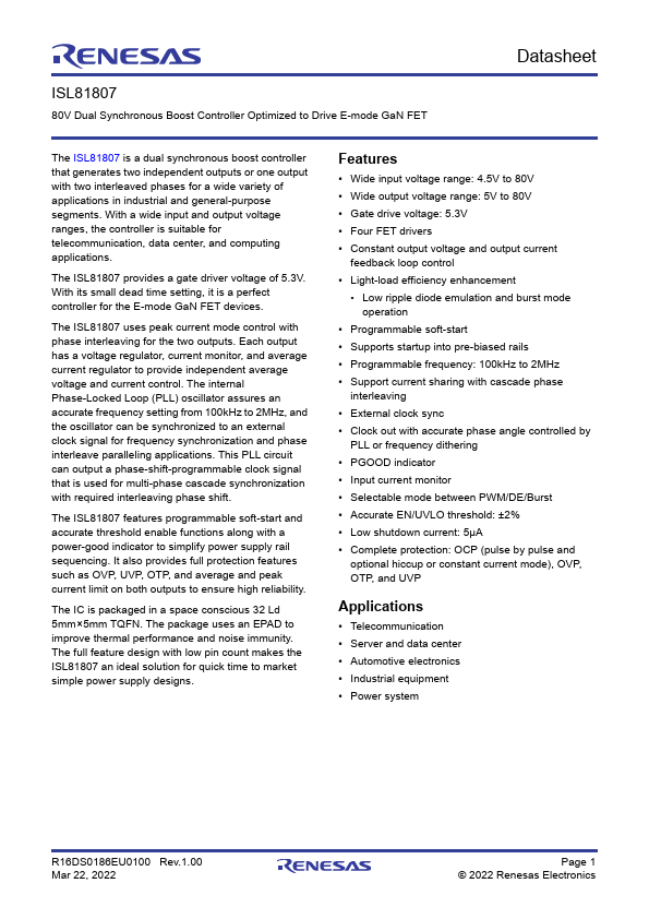 ISL81807 Datasheet Preview