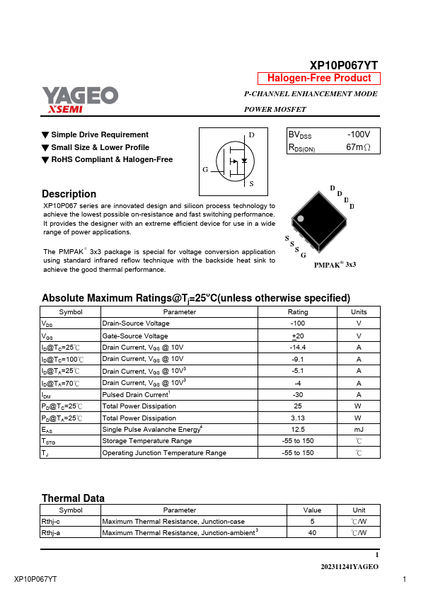 XP10P067YT Datasheet Preview