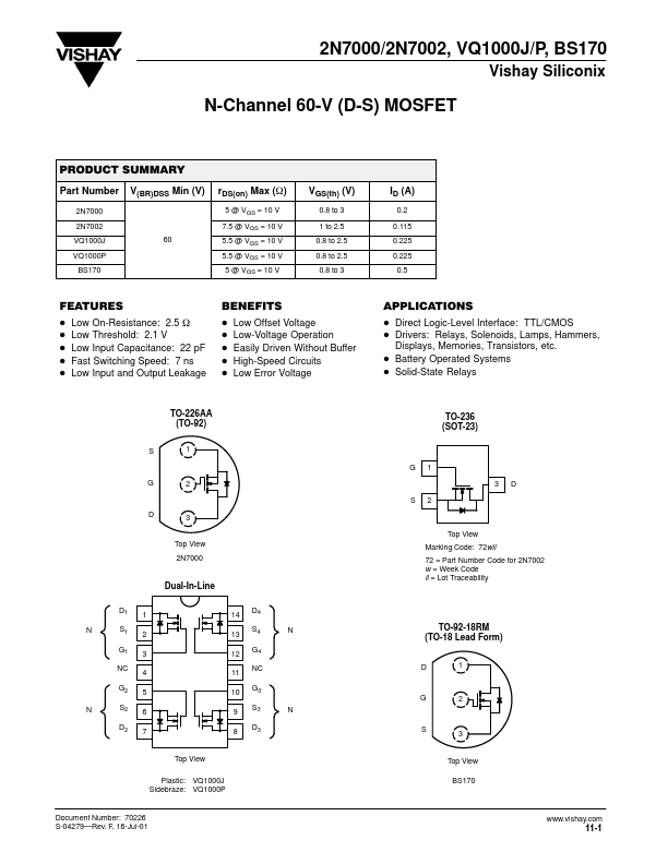 BS170 Datasheet Preview