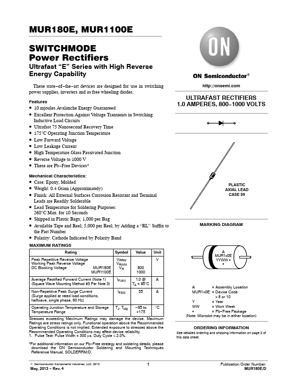 MUR180E Datasheet Preview