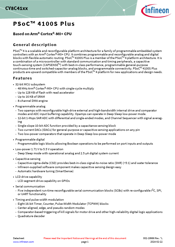 CY8C4147AZQ-S465 Datasheet Preview