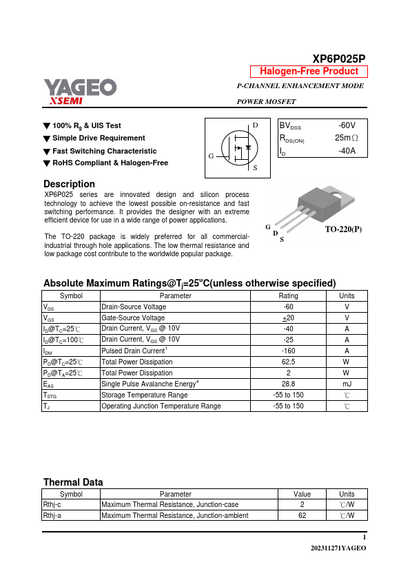XP6P025P Datasheet Preview