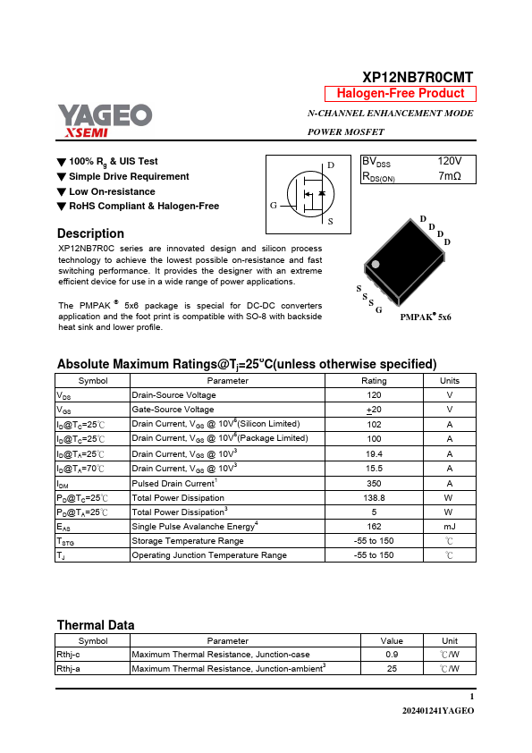 XP12NB7R0CMT Datasheet Preview