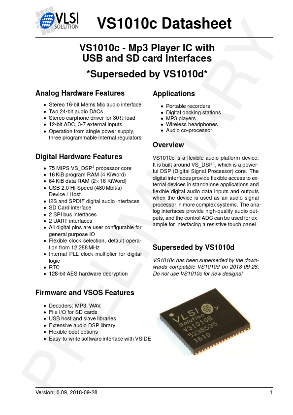 VS1010c Datasheet Preview