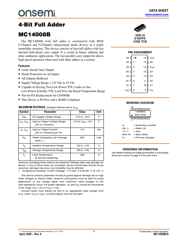 MC14008B Datasheet Preview