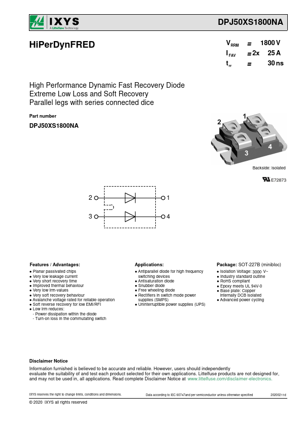 DPJ50XS1800NA Datasheet Preview