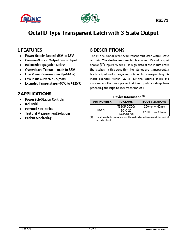 RS573 Datasheet Preview
