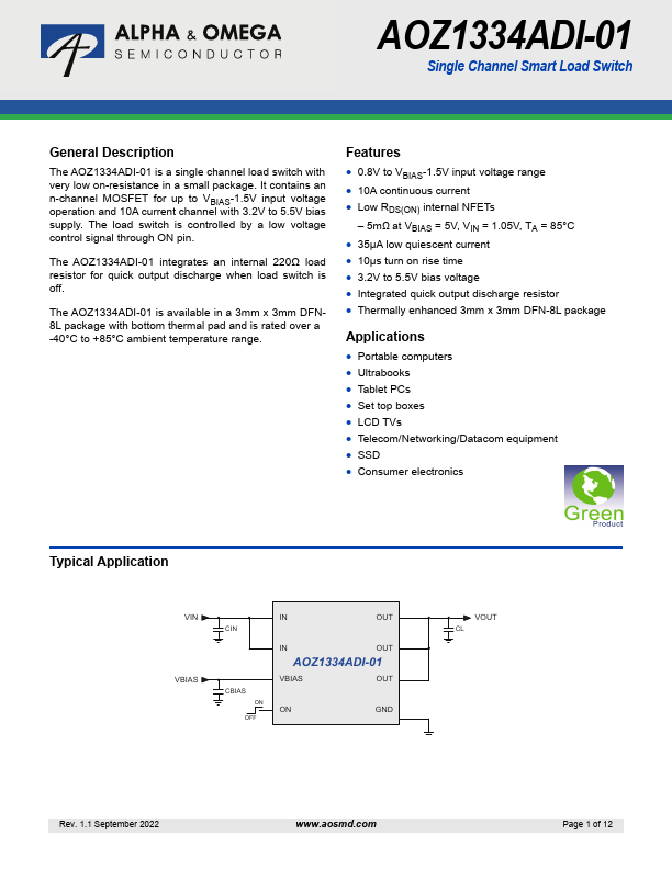 AOZ1334ADI-01 Datasheet Preview