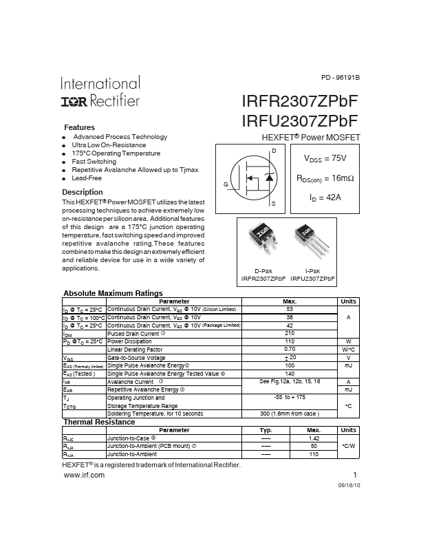 IRFU2307ZPbF