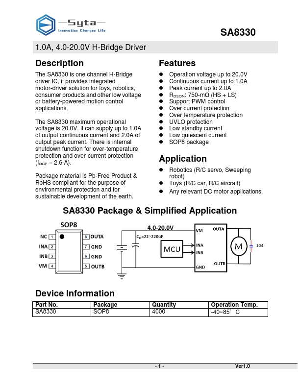 SA8330 Datasheet Preview
