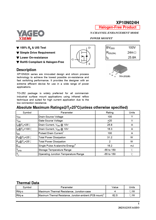 XP10N024H Datasheet Preview