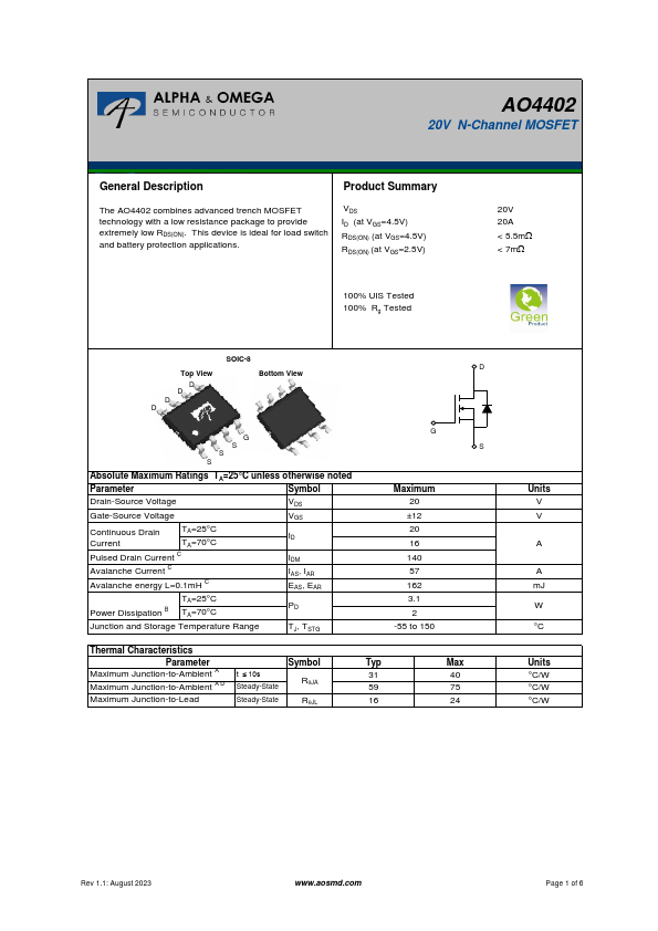AO4402 Datasheet Preview