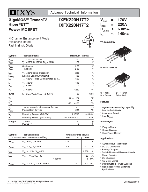 IXFX220N17T2