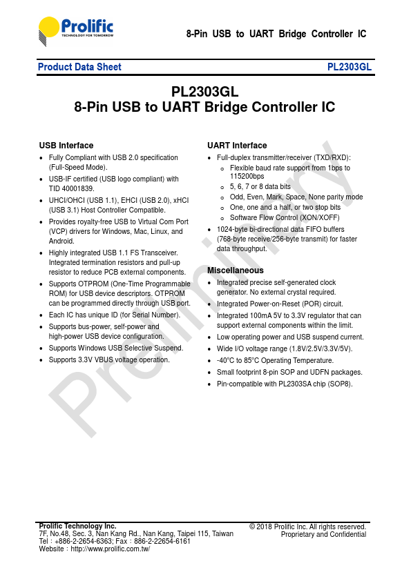 PL2303GL Datasheet Preview