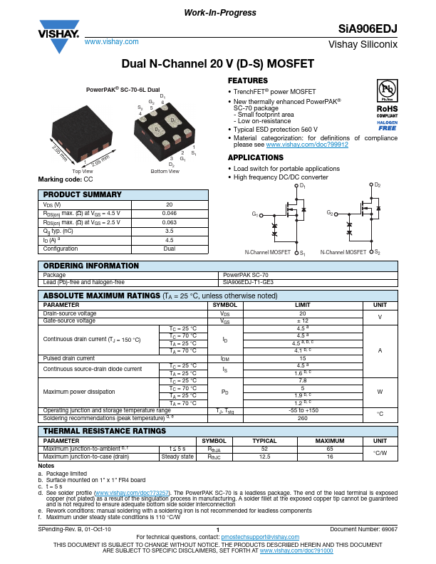 SiA906EDJ Datasheet Preview