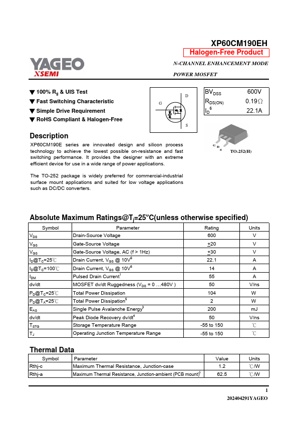 XP60CM190EH Datasheet Preview