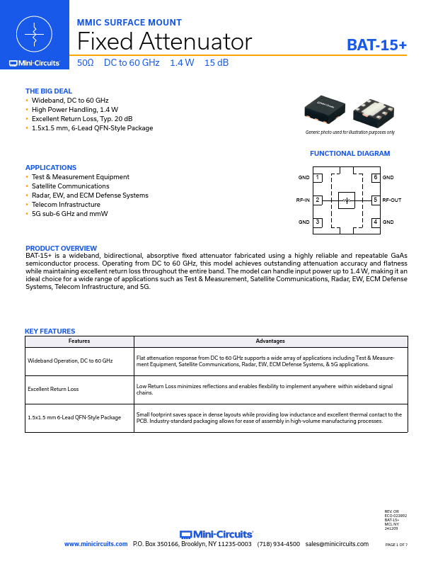 BAT-15+ Datasheet Preview
