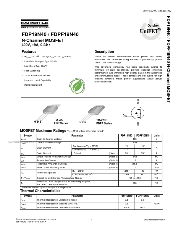 FDPF19N40