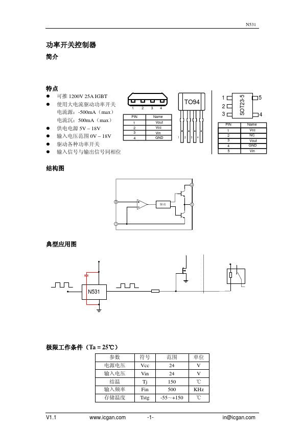 N531 Power switch controller by ETC - Datasheet Preview