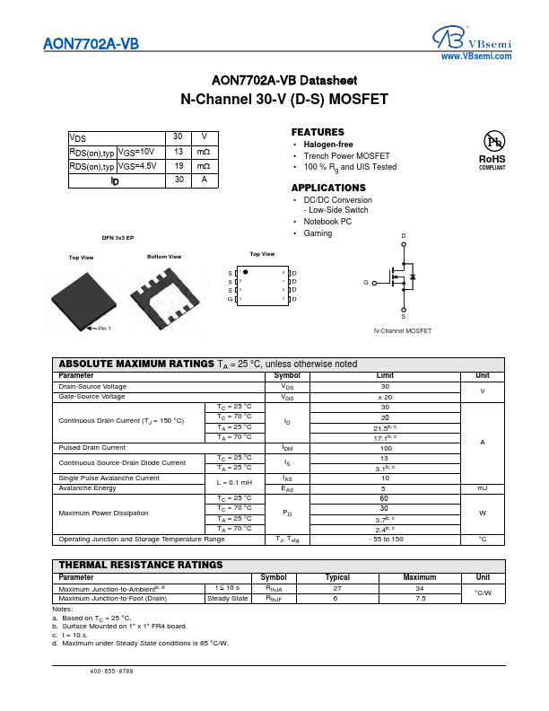 AON7702A Datasheet Preview