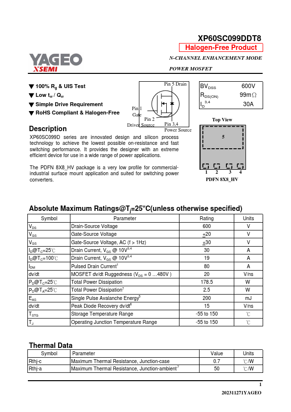 XP60SC099DDT8 Datasheet Preview