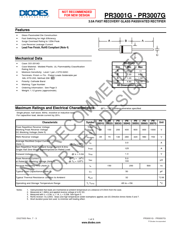 PR3007G Datasheet Preview