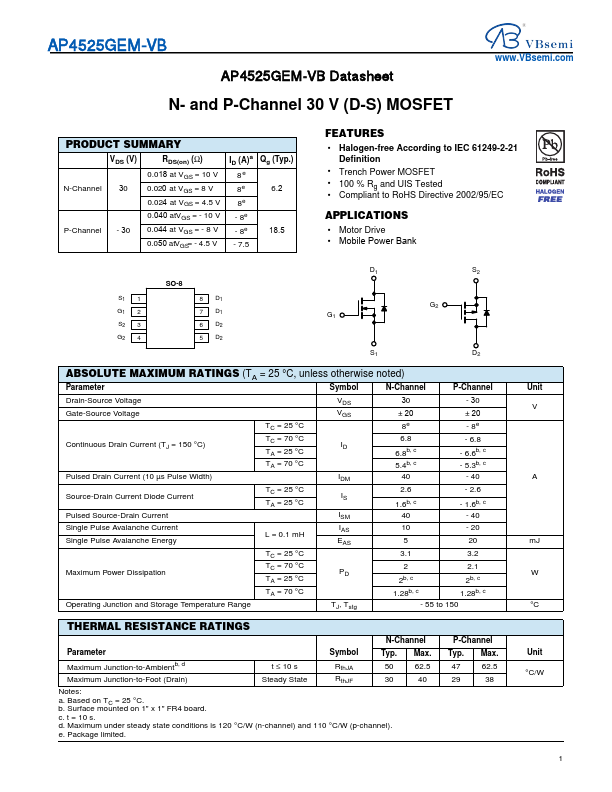 AP4525GEM Datasheet Preview