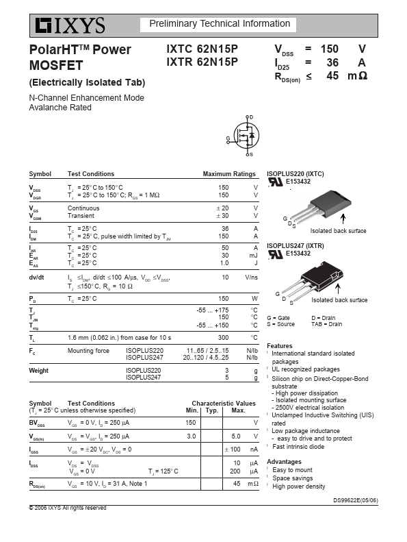 IXTR62N15P