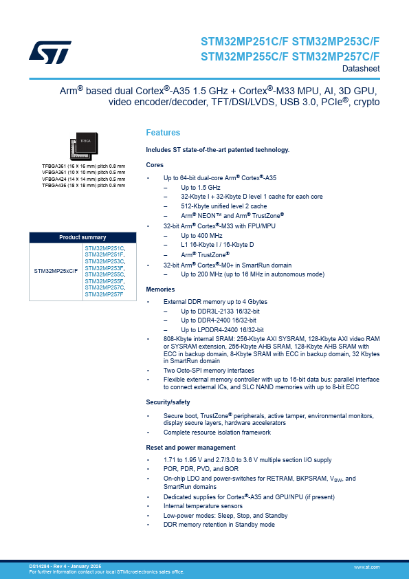 STM32MP255C Datasheet Preview