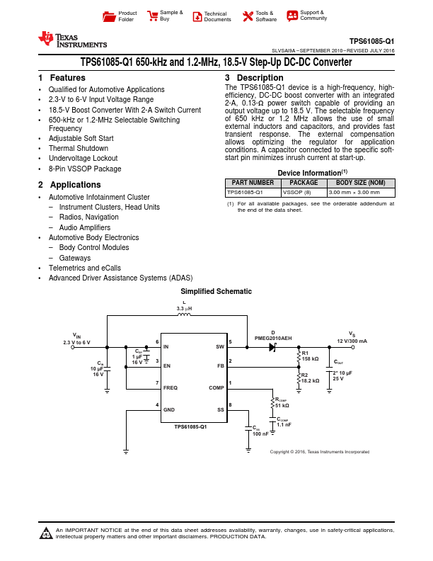 TPS61085-Q1