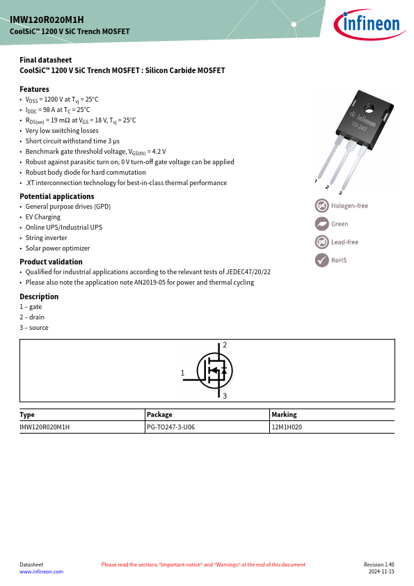 IMW120R020M1H Datasheet Preview