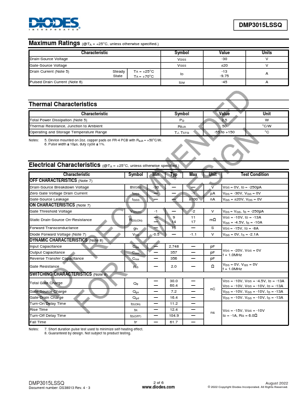 DMP3015LSSQ