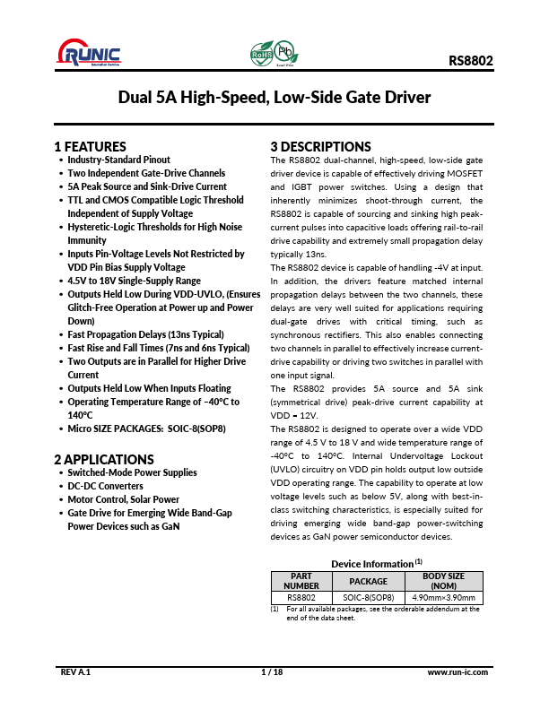 RS8802 Datasheet Preview