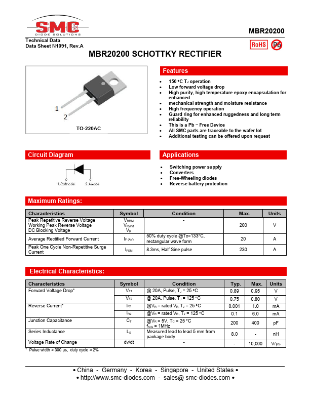 MBR20200 Datasheet Preview