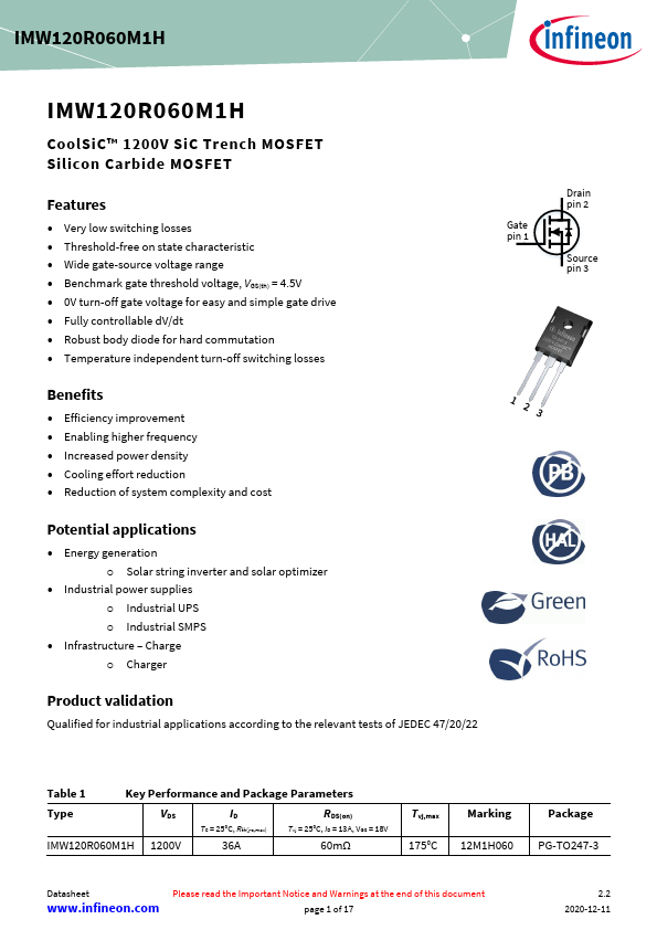 IMW120R060M1H Datasheet Preview