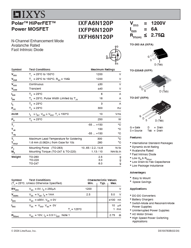 IXFH6N120P Datasheet Preview