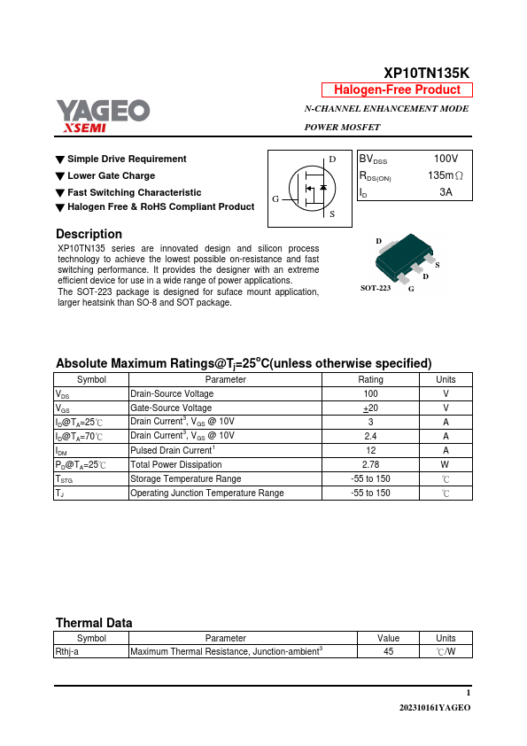 XP10TN135K Datasheet Preview