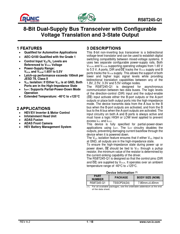 RS8T245-Q1 Datasheet Preview