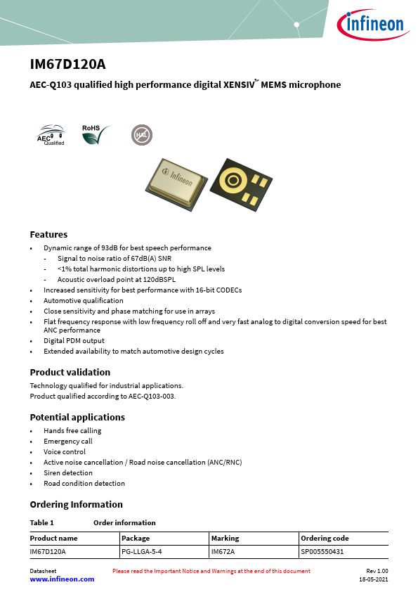 IM67D120A Datasheet Preview
