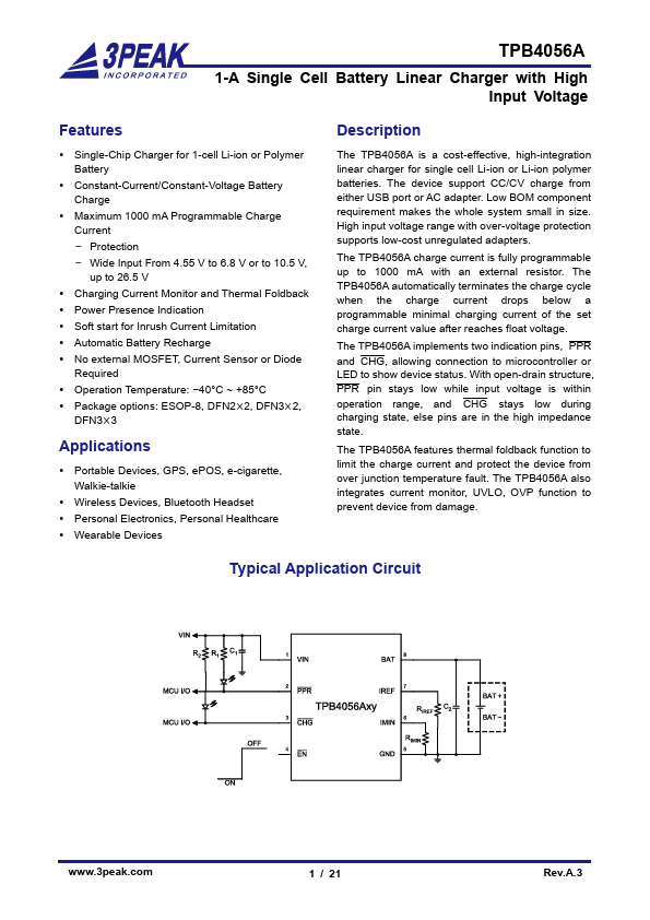 TPB4056A Datasheet Preview