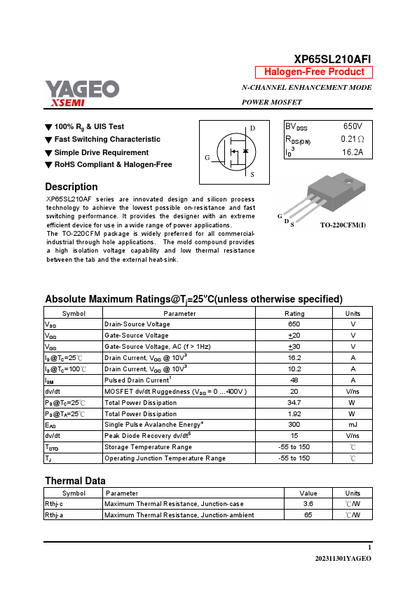 XP65SL210AFI Datasheet Preview