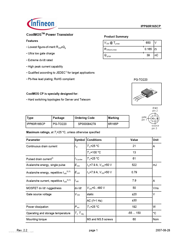 IPP60R165CP