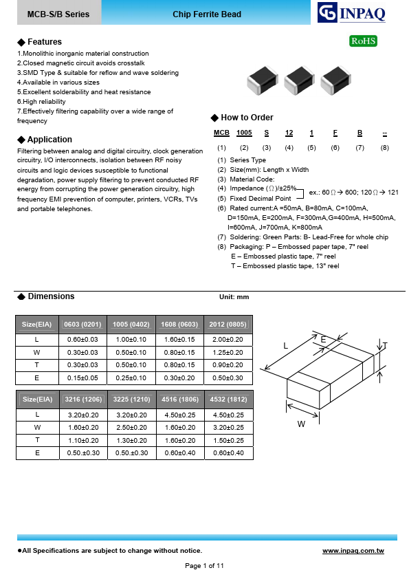 MCB0603B800FBP