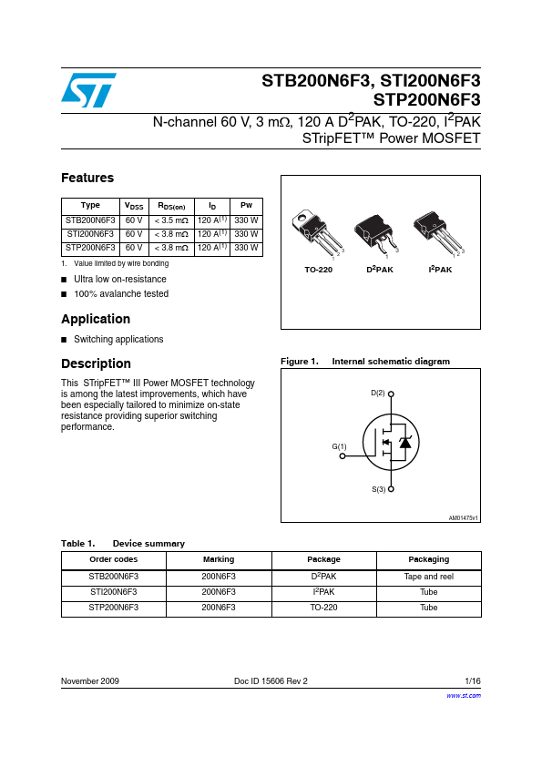 STI200N6F3 Datasheet Preview