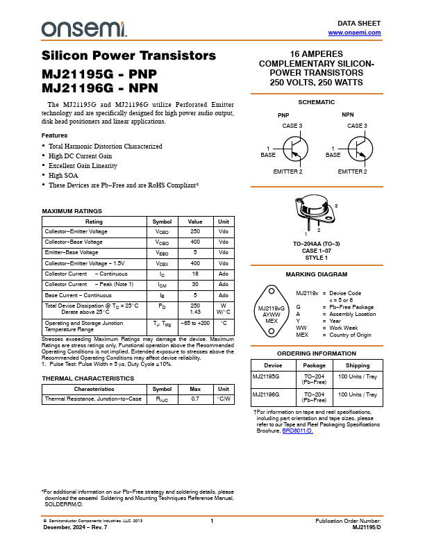 MJ21196G Datasheet Preview