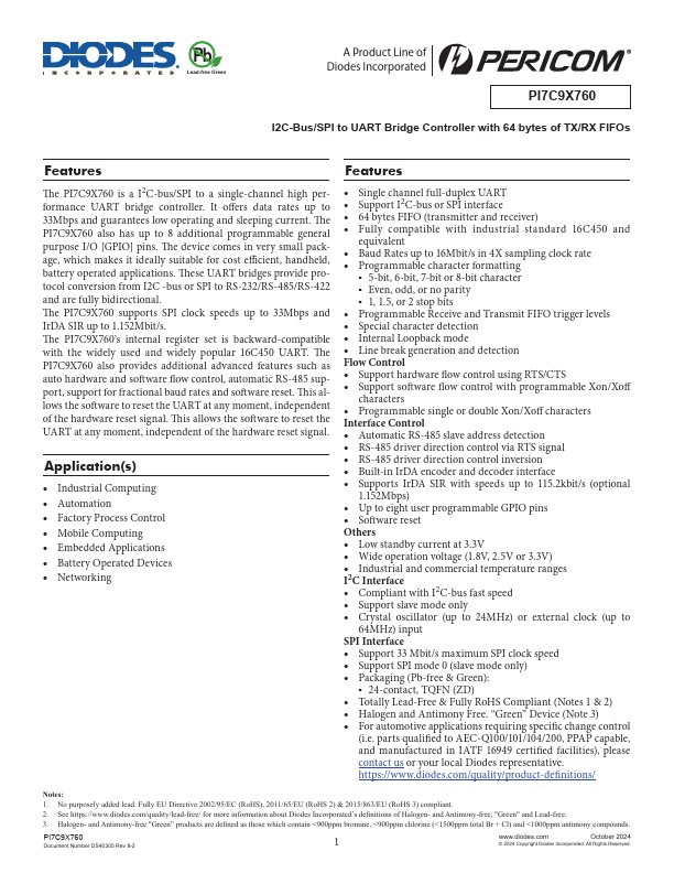 PI7C9X760 Datasheet Preview