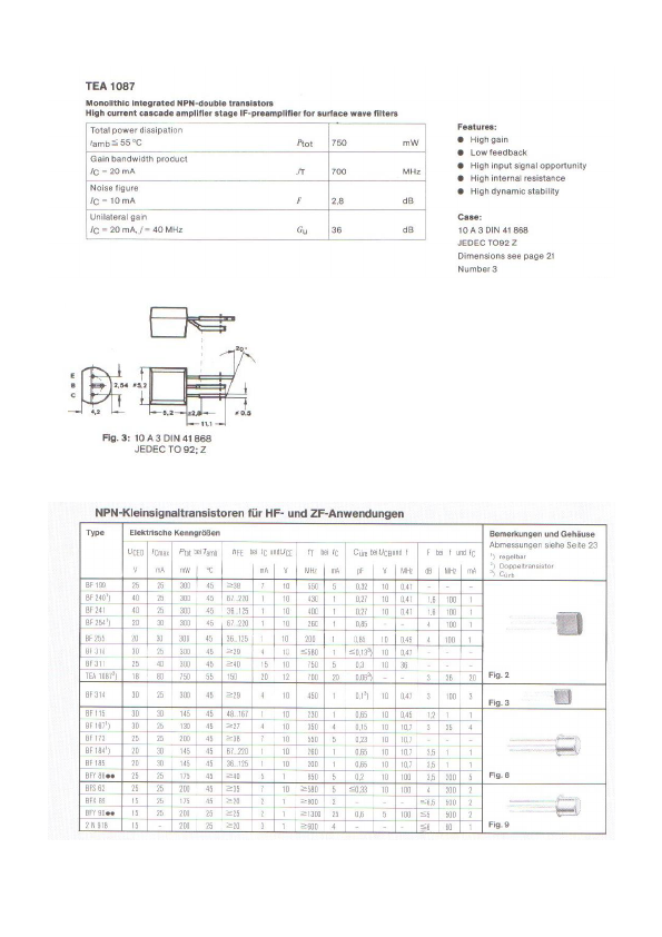 TEA1087 NPN Transistor by ETC - Datasheet Preview