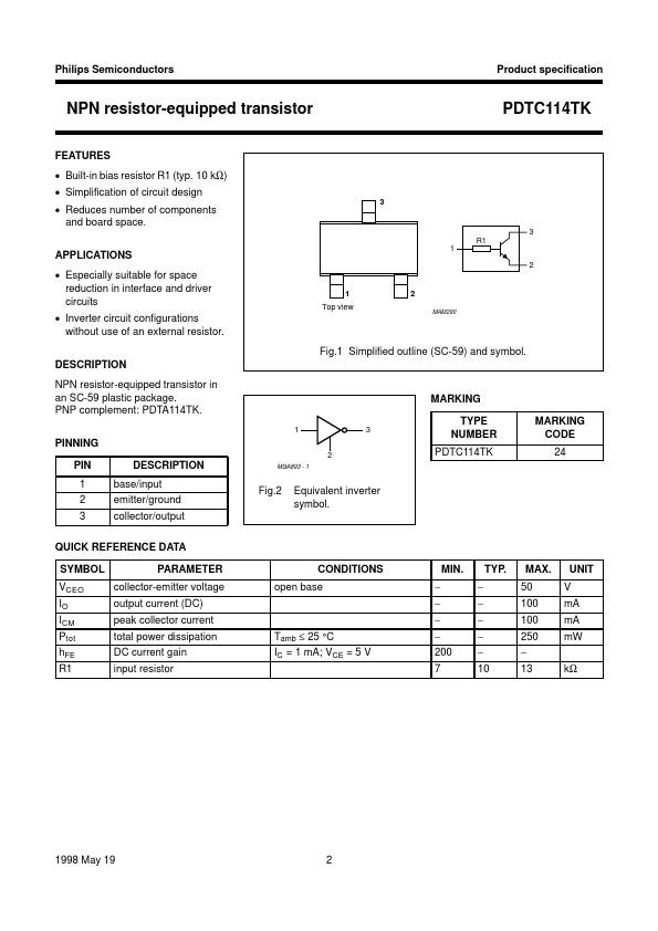 PDTC114TK