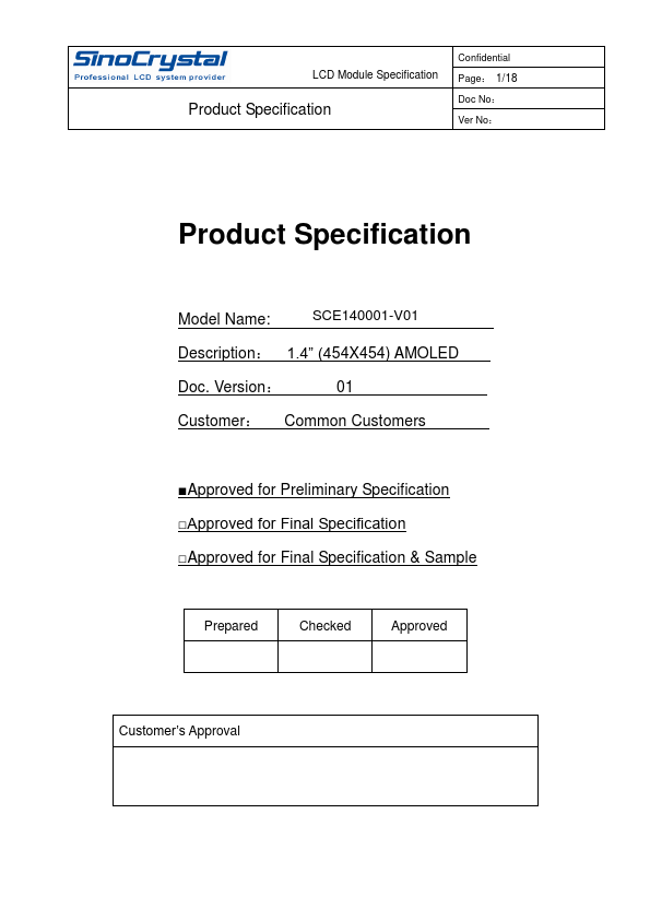 SCE140001-V01 Datasheet Preview